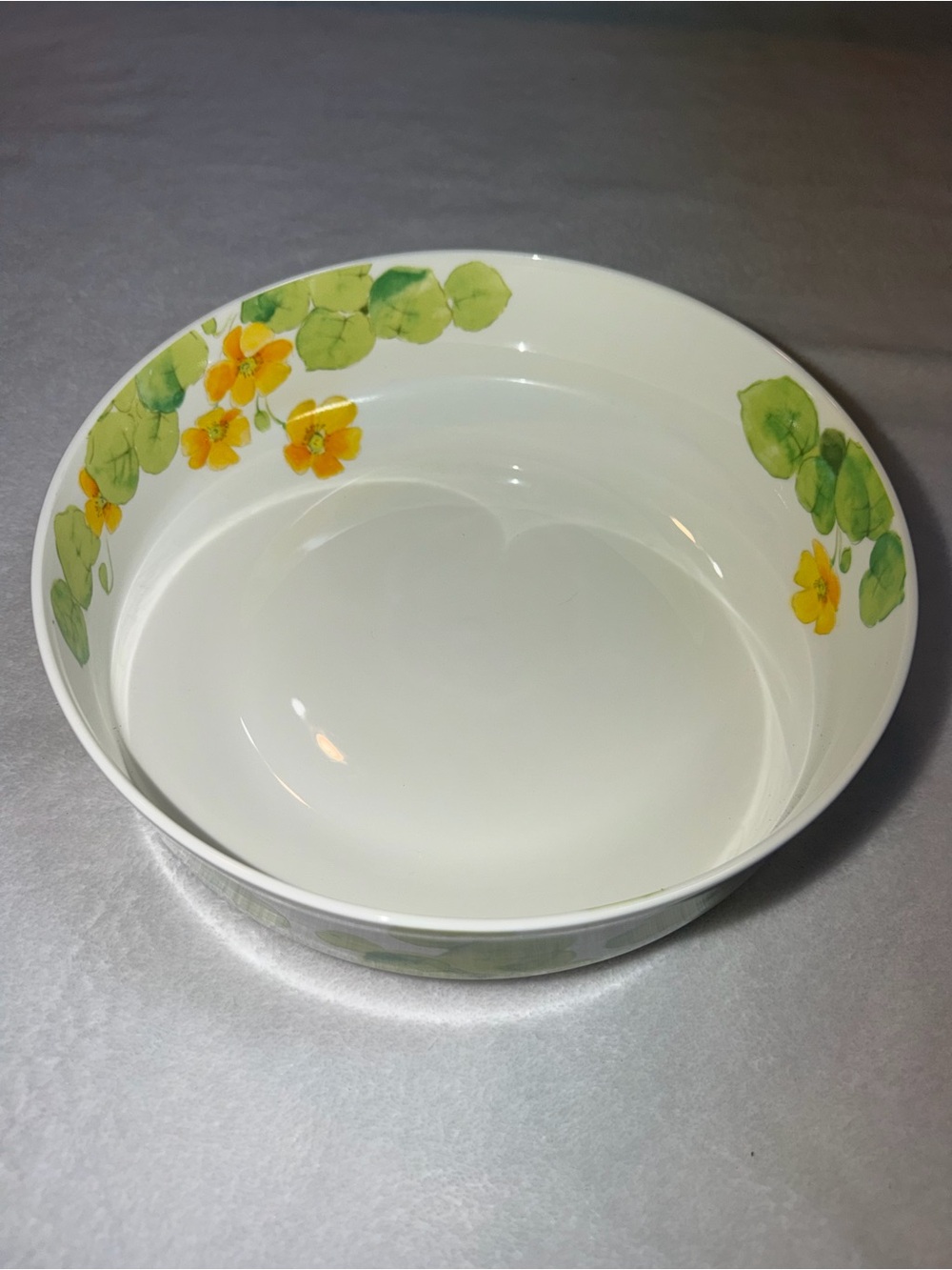 Vintage Mikasa Water Lilies Yellow Bone China Round Vegetable Bowl 9” - Japan
